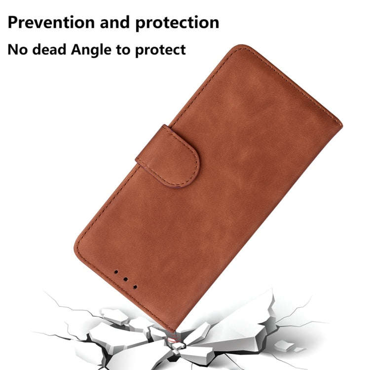 For Motorola Edge 2024 Skin Feel Pure Color Flip Leather Phone Case(Brown)