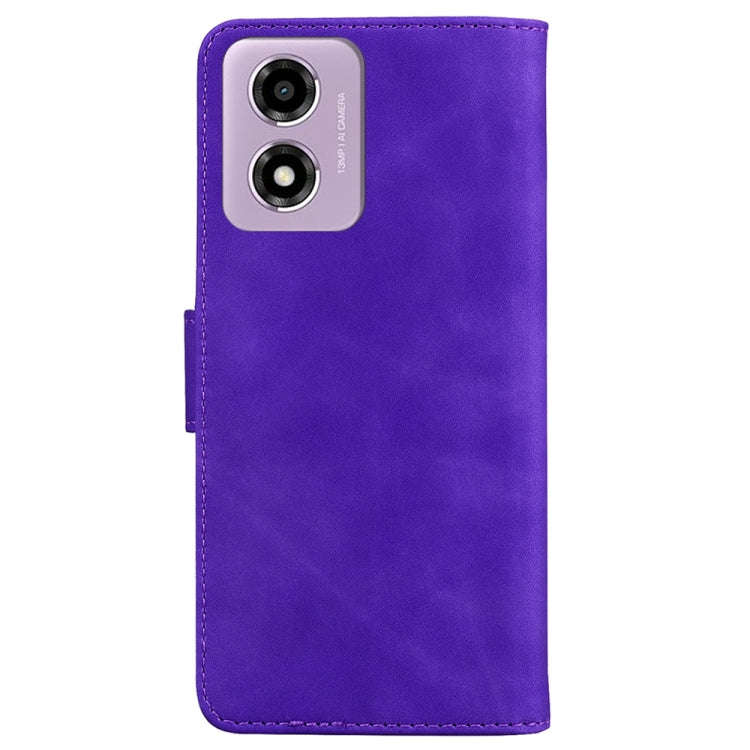 For Motorola Moto G04s / Moto E14 Skin Feel Pure Color Flip Leather Phone Case(Purple)
