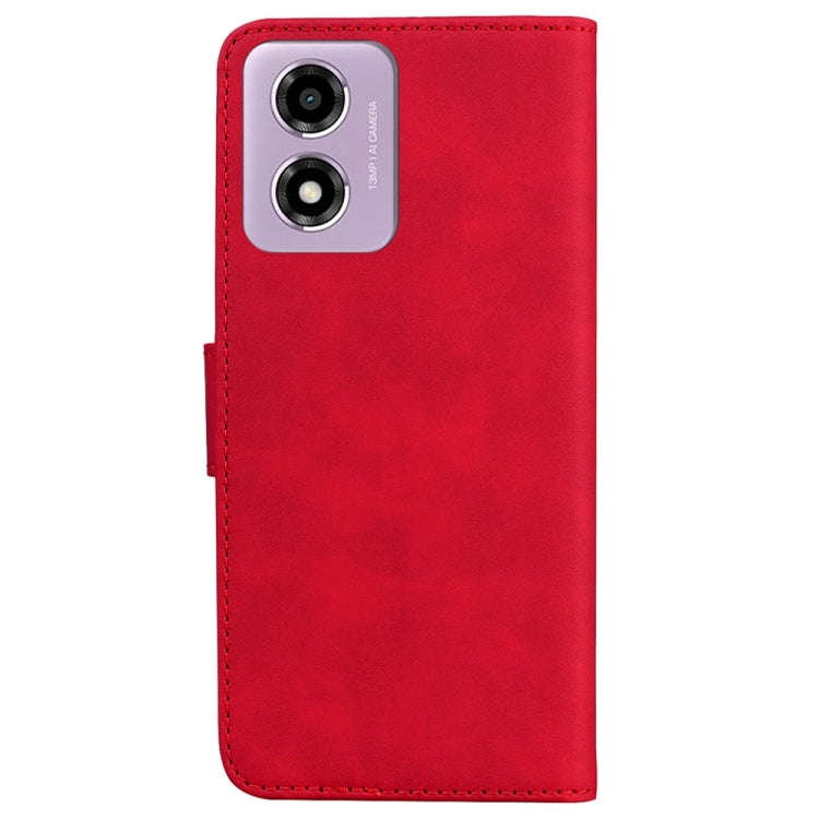 For Motorola Moto G04s / Moto E14 Skin Feel Pure Color Flip Leather Phone Case(Red)