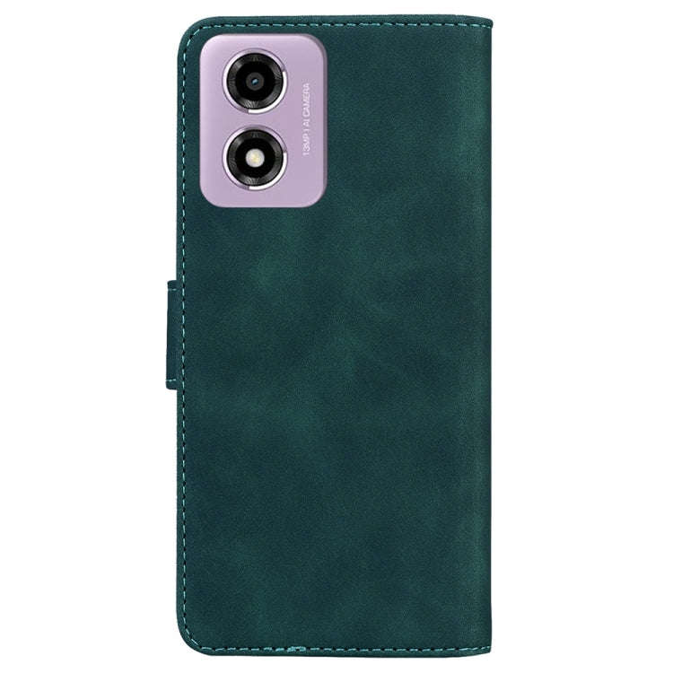For Motorola Moto G04s / Moto E14 Skin Feel Pure Color Flip Leather Phone Case(Green)