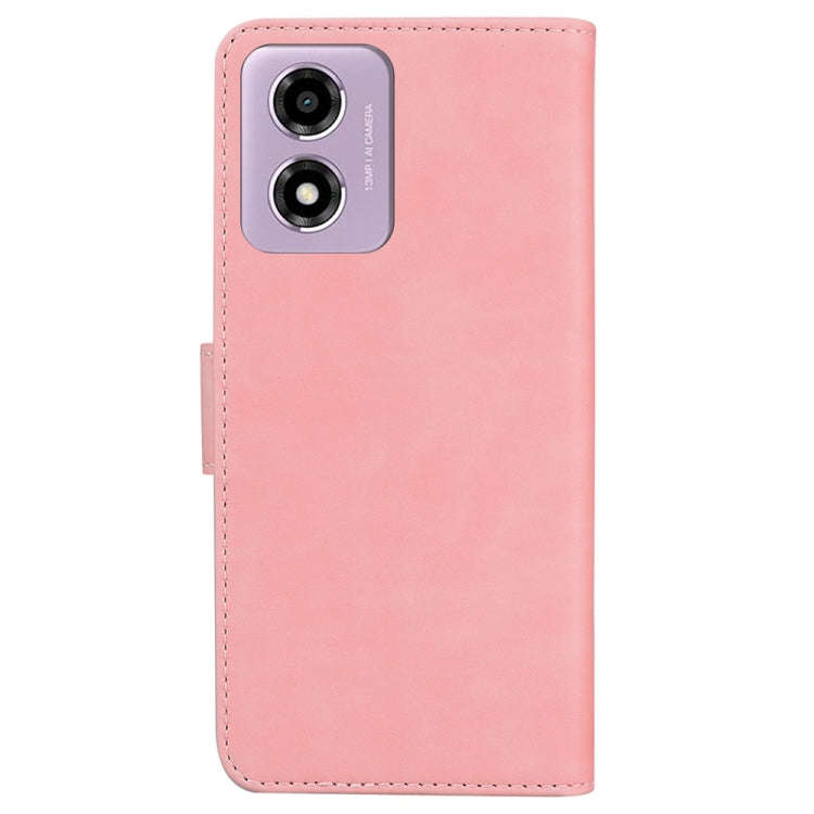 For Motorola Moto G04s / Moto E14 Skin Feel Pure Color Flip Leather Phone Case(Pink)