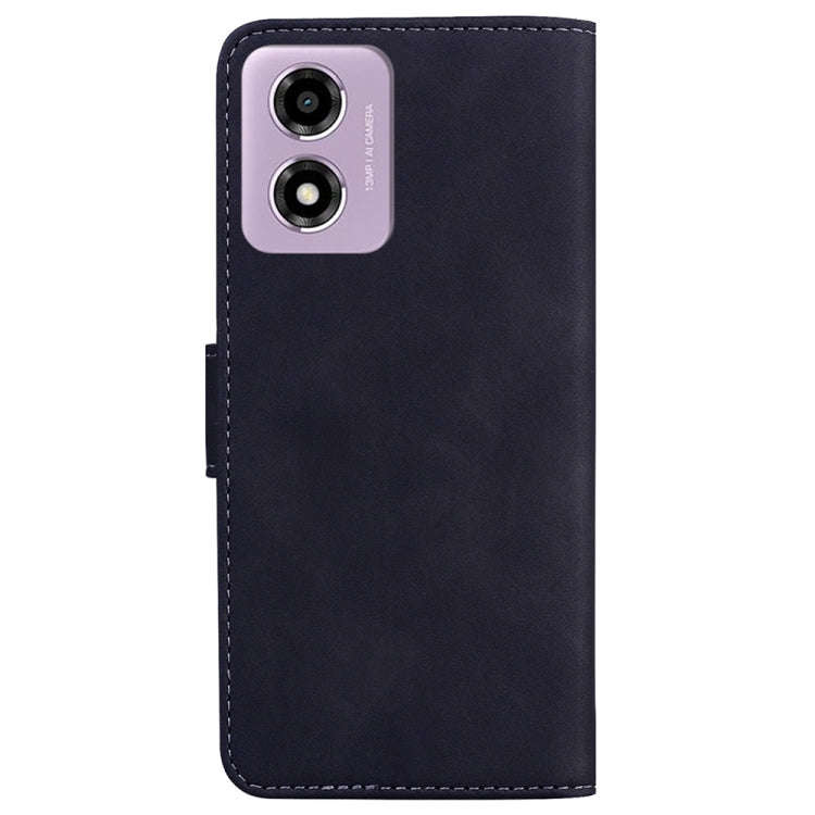 For Motorola Moto G04s / Moto E14 Skin Feel Pure Color Flip Leather Phone Case(Black)