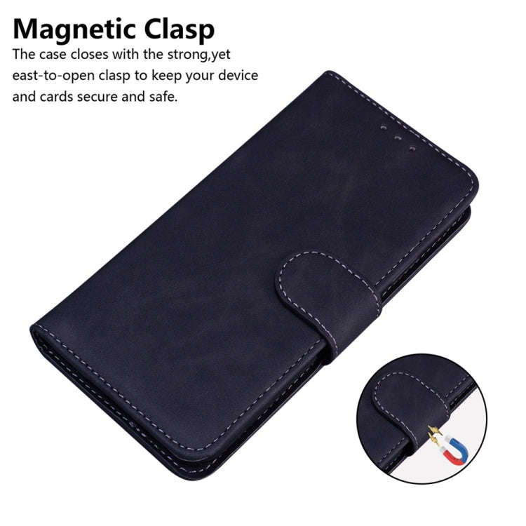 For Motorola Moto G04s / Moto E14 Skin Feel Pure Color Flip Leather Phone Case(Black)