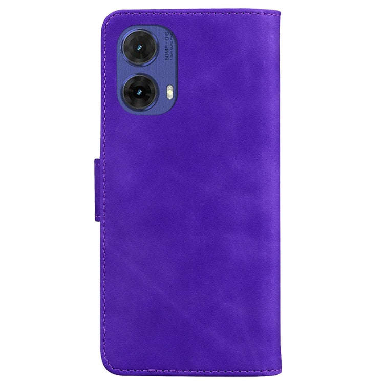 For Motorola Moto G85 Skin Feel Pure Color Flip Leather Phone Case(Purple)