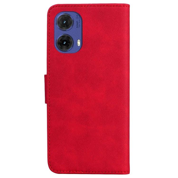 For Motorola Moto G85 Skin Feel Pure Color Flip Leather Phone Case(Red)