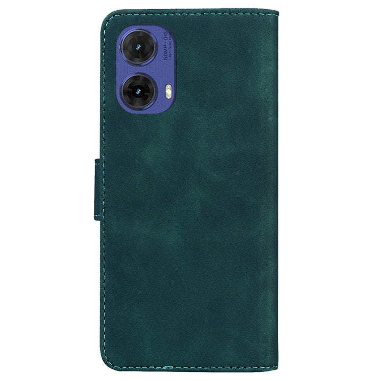 For Motorola Moto G85 Skin Feel Pure Color Flip Leather Phone Case(Green)