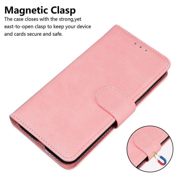 For Motorola Moto G85 Skin Feel Pure Color Flip Leather Phone Case(Pink)