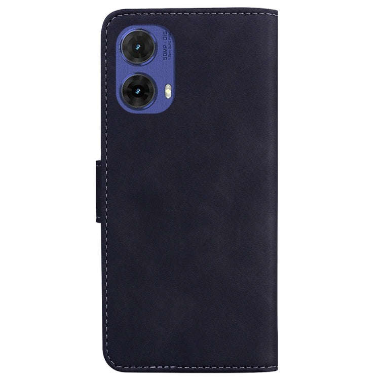 For Motorola Moto G85 Skin Feel Pure Color Flip Leather Phone Case(Black)