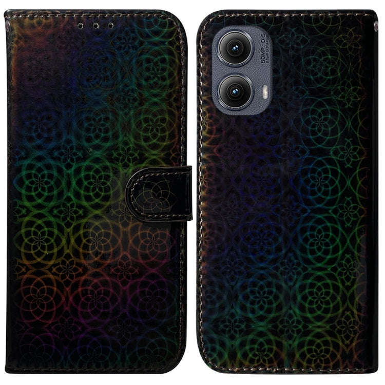 For Motorola Edge 2024 Colorful Magnetic Buckle Leather Phone Case(Black)
