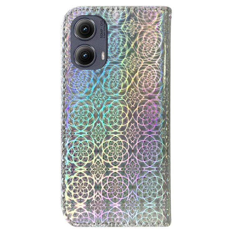 For Motorola Edge 2024 Colorful Magnetic Buckle Leather Phone Case(Silver)