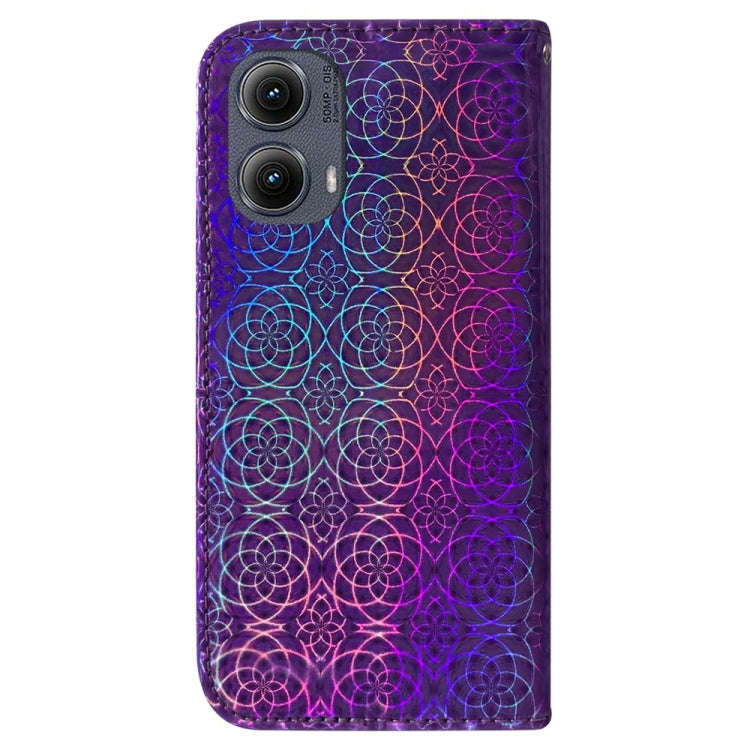 For Motorola Edge 2024 Colorful Magnetic Buckle Leather Phone Case(Purple)