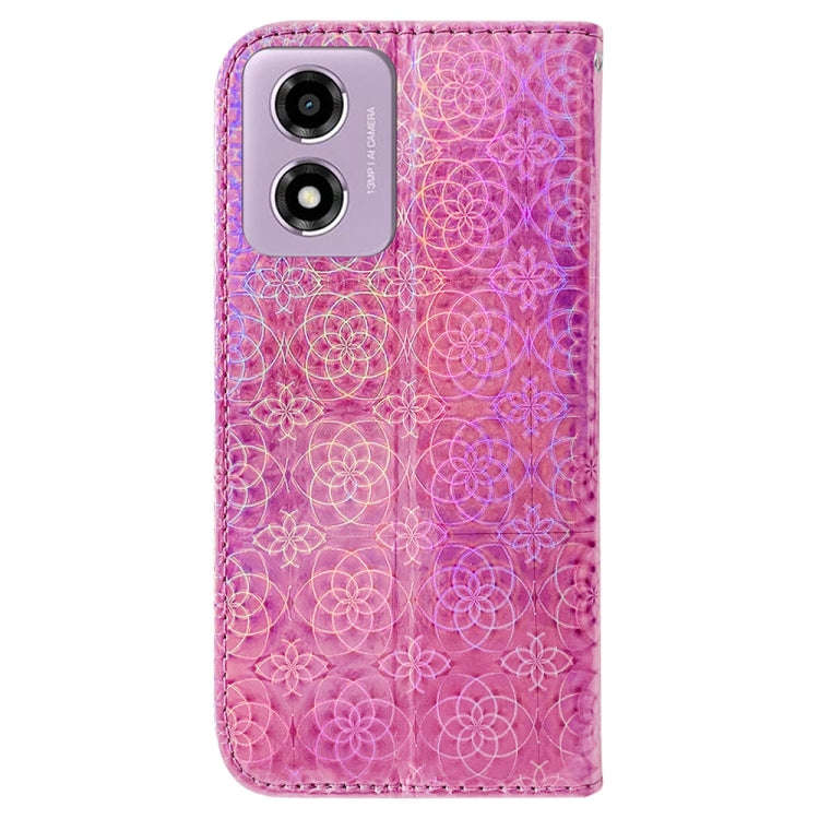For Motorola Moto G04s / Moto E14 Colorful Magnetic Buckle Leather Phone Case(Pink)