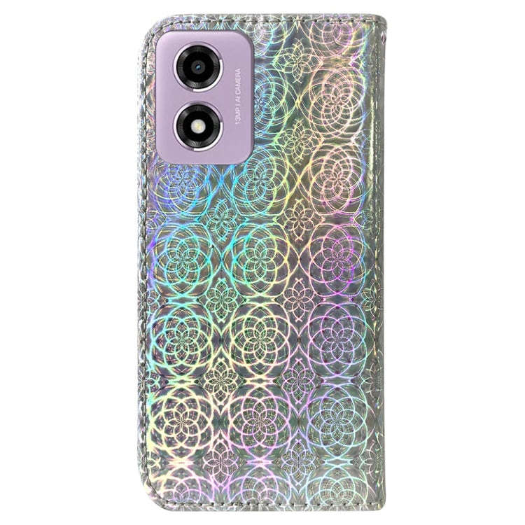 For Motorola Moto G04s / Moto E14 Colorful Magnetic Buckle Leather Phone Case(Silver)