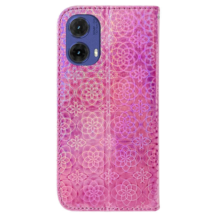 For Motorola Moto G85 Colorful Magnetic Buckle Leather Phone Case(Pink)