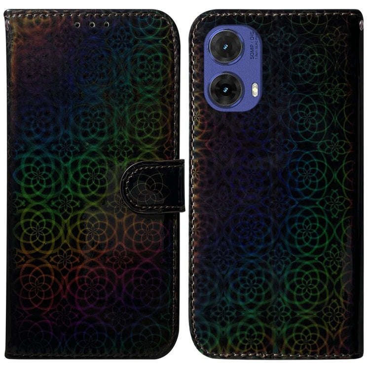For Motorola Moto G85 Colorful Magnetic Buckle Leather Phone Case(Black)
