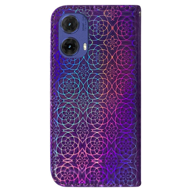 For Motorola Moto G85 Colorful Magnetic Buckle Leather Phone Case(Purple)
