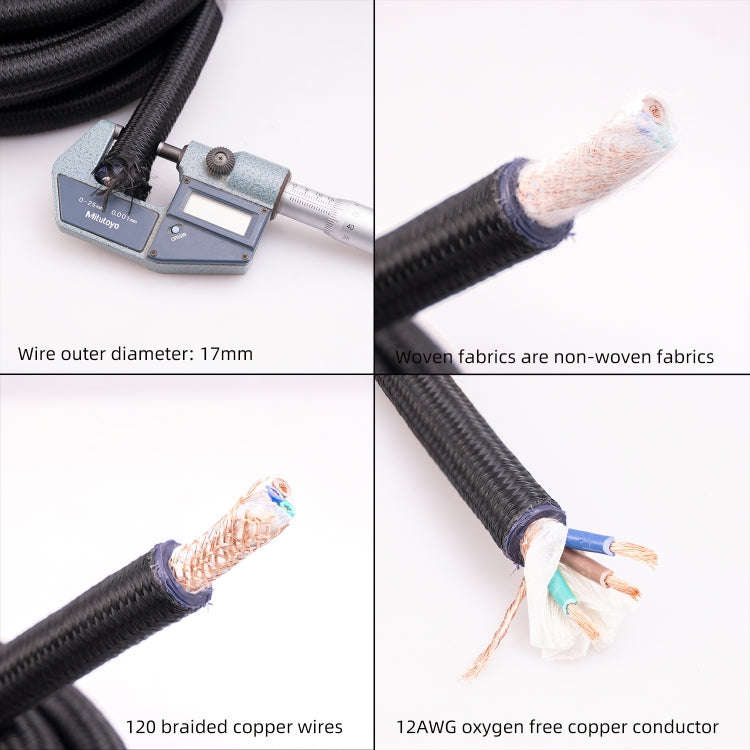 3720 HiFi Audio Universal AC Power Cable US Plug, Length:1m