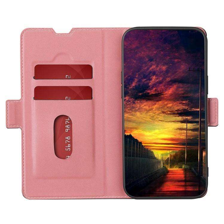 For Honor X8c 4G Twill Texture Side Button Leather Phone Case(Pink)