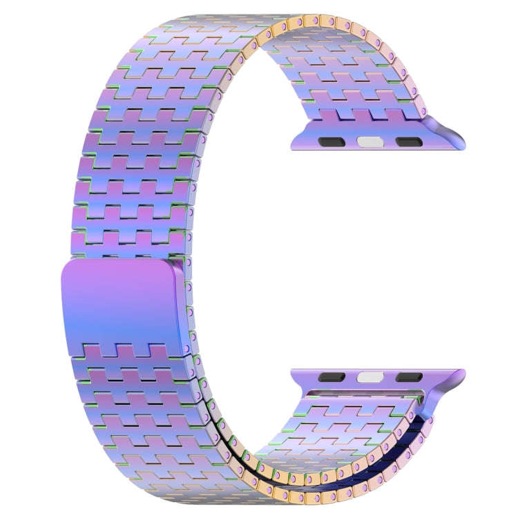 For Apple Watch 9 41mm Magnetic Buckle Stainless Steel Metal Watch Band(Colorful)