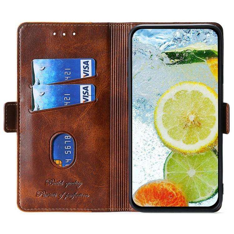 For Honor X8c 4G Contrast Color Side Buckle Leather Phone Case(Dark Brown + Gold)