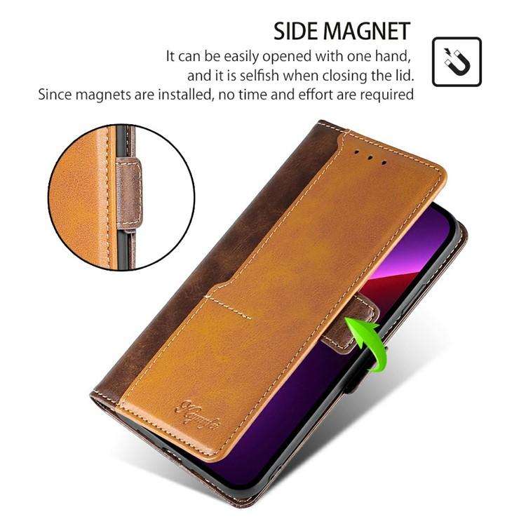 For Honor X8c 4G Contrast Color Side Buckle Leather Phone Case(Dark Brown + Gold)