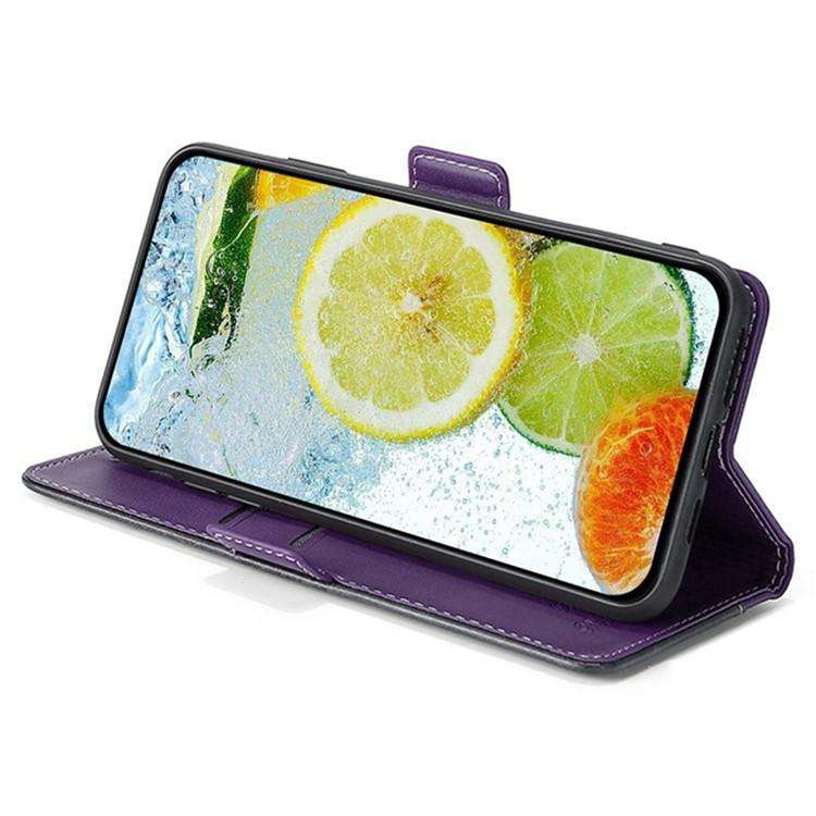 For Honor X8c 4G Contrast Color Side Buckle Leather Phone Case(Purple + Rose Red)