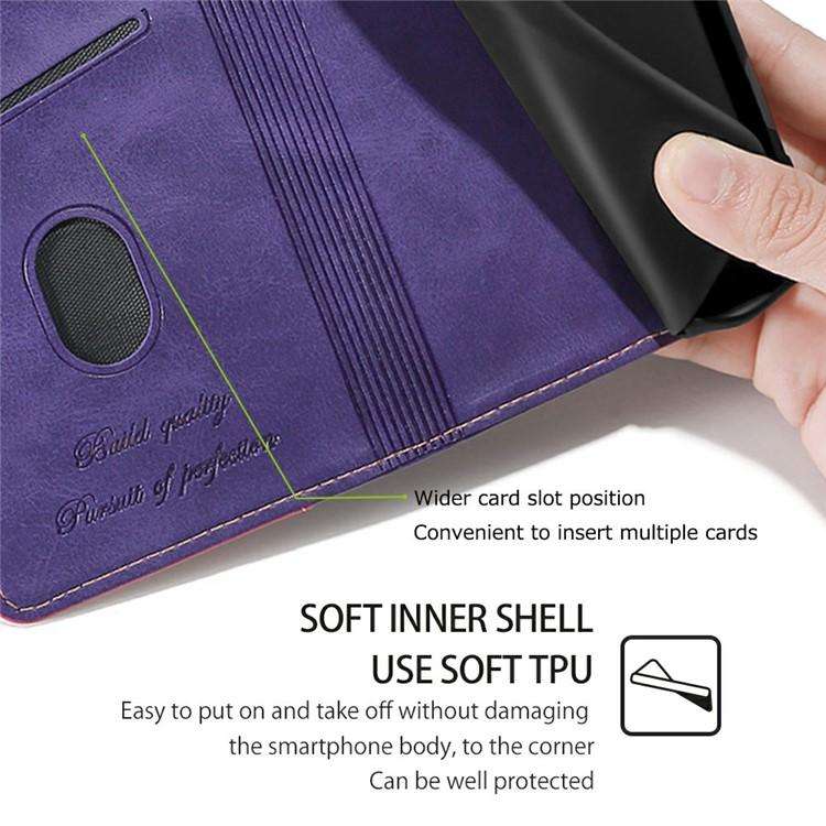 For Honor X8c 4G Contrast Color Side Buckle Leather Phone Case(Purple + Rose Red)