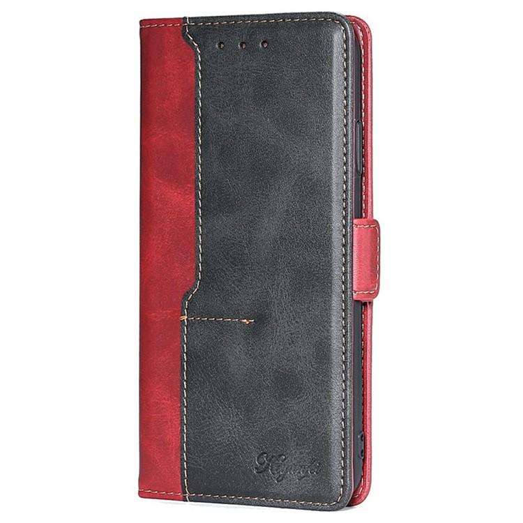 For Honor X8c 4G Contrast Color Side Buckle Leather Phone Case(Red + Black)