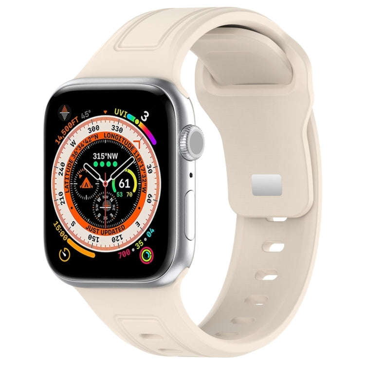 For Apple Watch SE 2023 40mm Square Buckle Silicone Watch Band(Starlight Color)