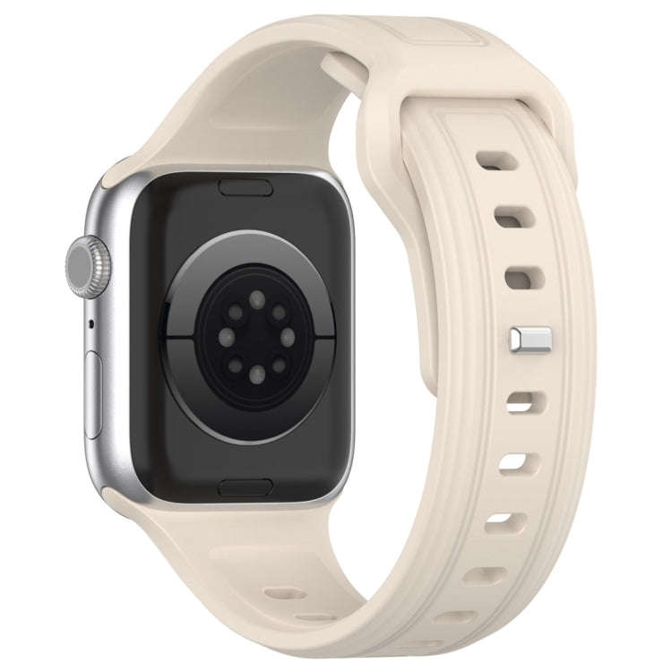 For Apple Watch SE 2023 40mm Square Buckle Silicone Watch Band(Starlight Color)