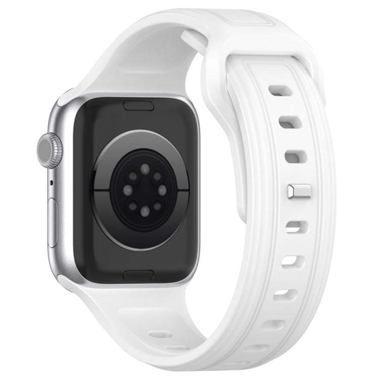 For Apple Watch 9 41mm Square Buckle Silicone Watch Band(White)