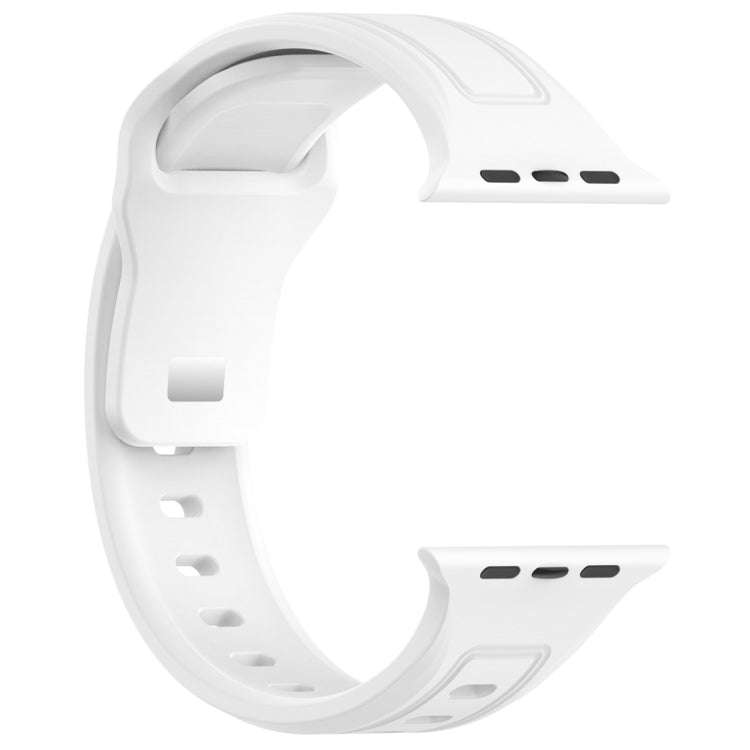 For Apple Watch 9 41mm Square Buckle Silicone Watch Band(White)