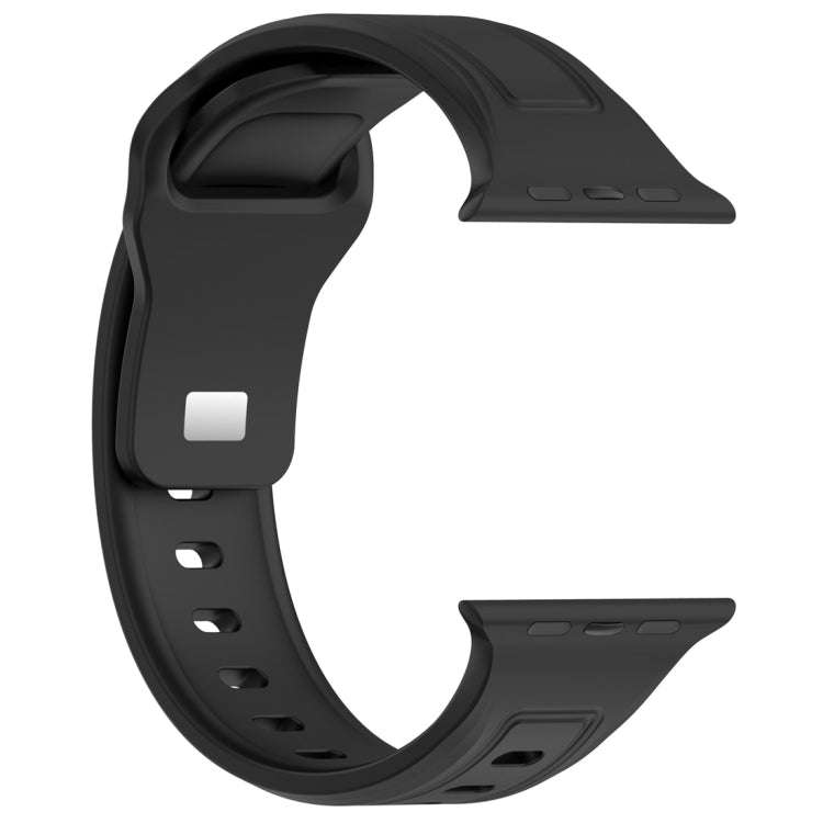 For Apple Watch 9 41mm Square Buckle Silicone Watch Band(Black)