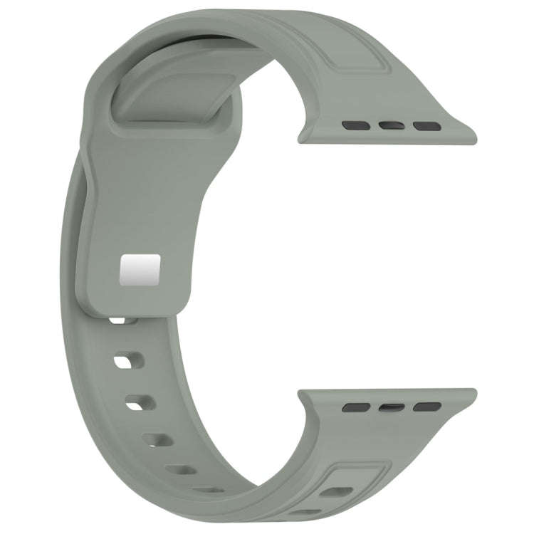 For Apple Watch 9 41mm Square Buckle Silicone Watch Band(Grey Green)