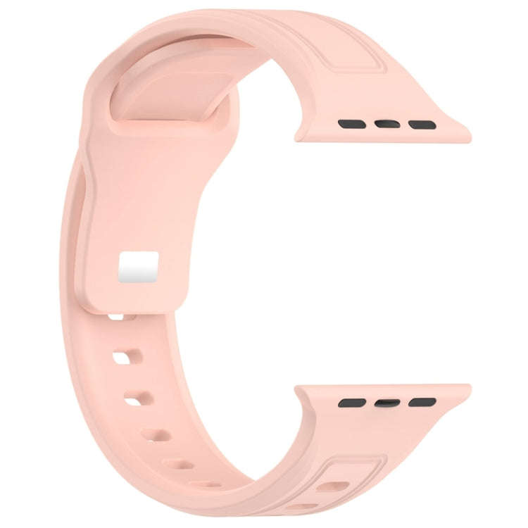 For Apple Watch 9 41mm Square Buckle Silicone Watch Band(Light Pink)