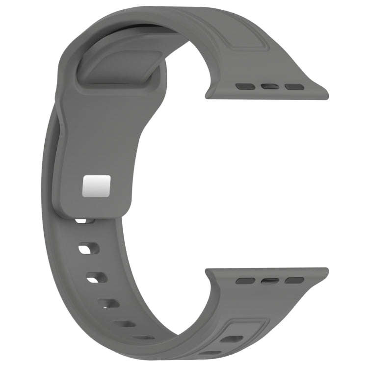 For Apple Watch 9 41mm Square Buckle Silicone Watch Band(Dark Grey)