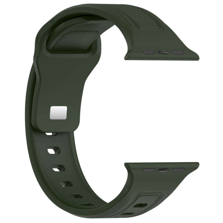 For Apple Watch 9 41mm Square Buckle Silicone Watch Band(Green)