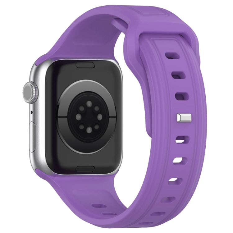 For Apple Watch 9 41mm Square Buckle Silicone Watch Band(Purple)