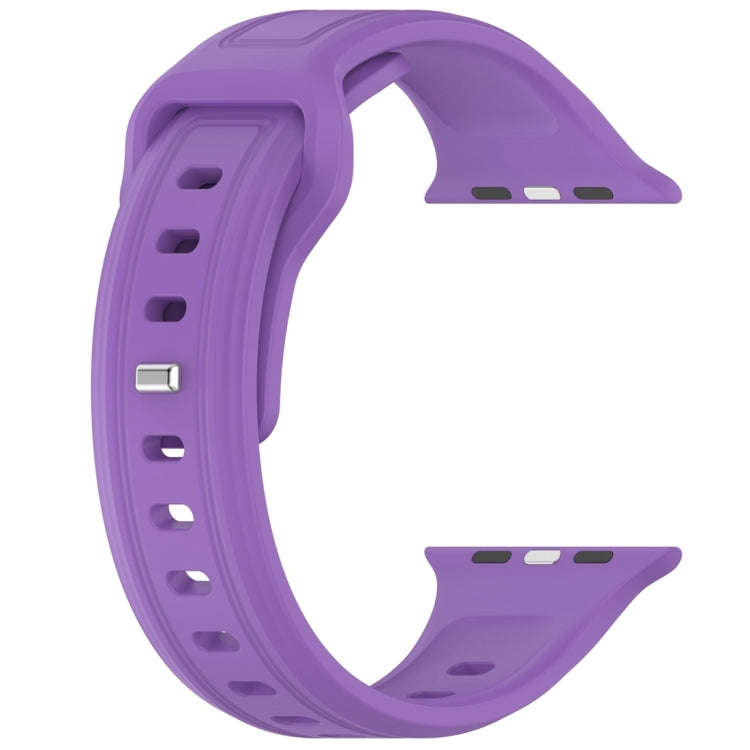 For Apple Watch 9 41mm Square Buckle Silicone Watch Band(Purple)