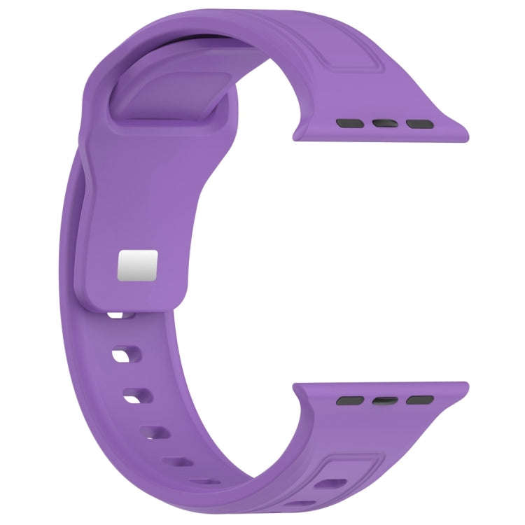 For Apple Watch 9 41mm Square Buckle Silicone Watch Band(Purple)