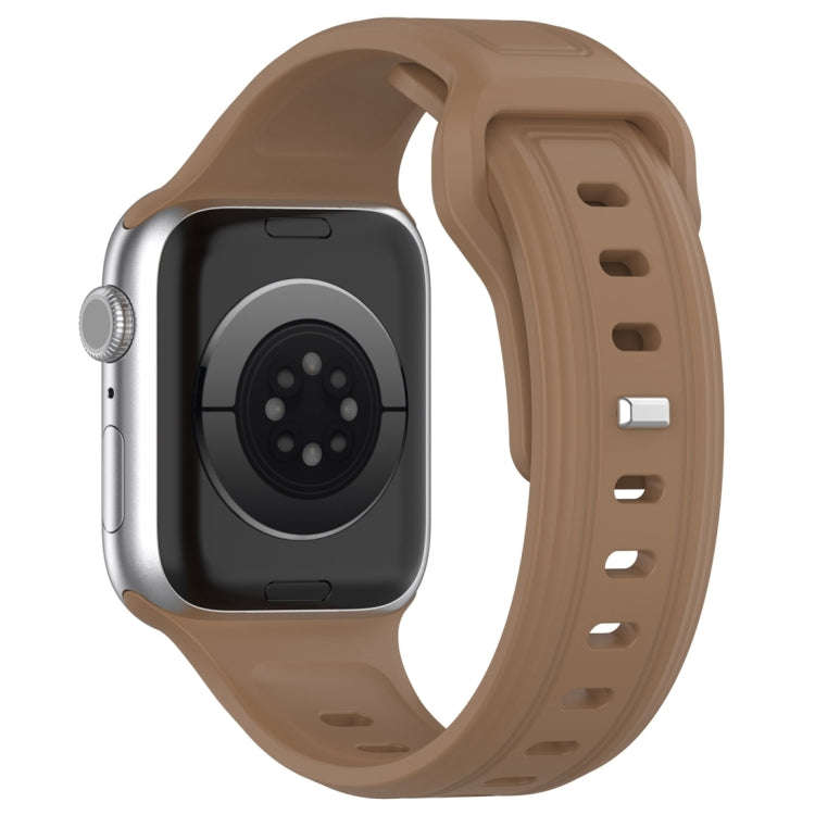 For Apple Watch 9 41mm Square Buckle Silicone Watch Band(Brown)