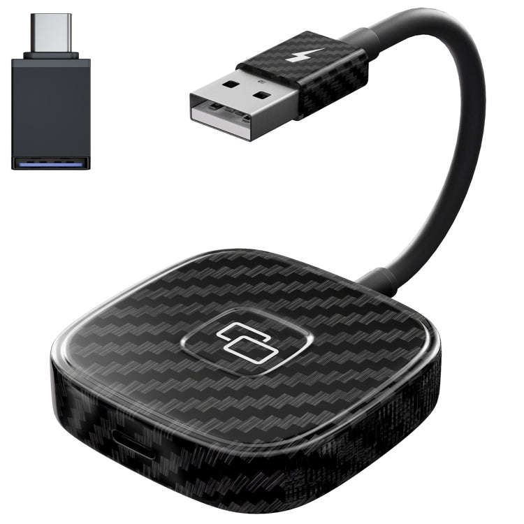 Carbon Fiber USB + USB-C / Type-C Carplay to Car Mirror Adapter for iPhone(Black)