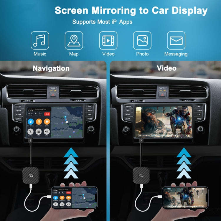 Carbon Fiber USB + USB-C / Type-C Carplay to Car Mirror Adapter for iPhone(Black)