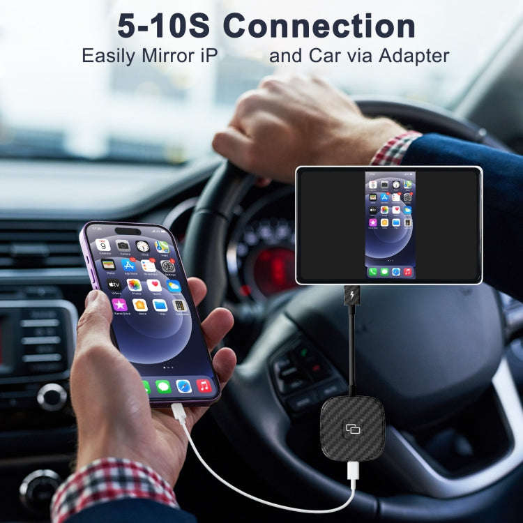 Carbon Fiber USB + USB-C / Type-C Carplay to Car Mirror Adapter for iPhone(Black)