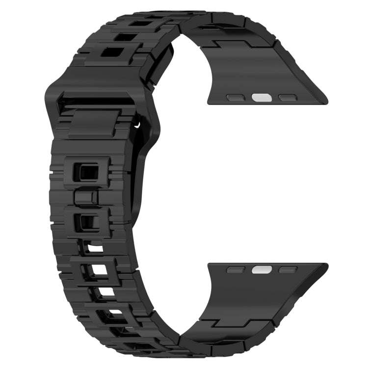 For Apple Watch Ultra 2 49mm Square Buckle Armor Style Silicone Watch Band(Plating Titanium Black)