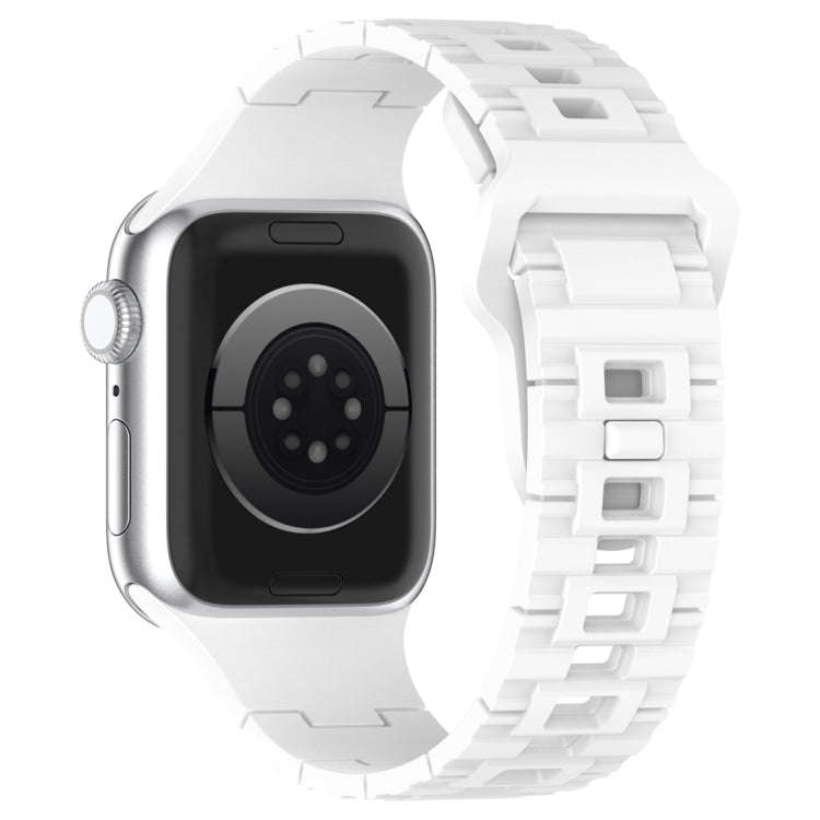 For Apple Watch Ultra 2 49mm Square Buckle Armor Style Silicone Watch Band(White)