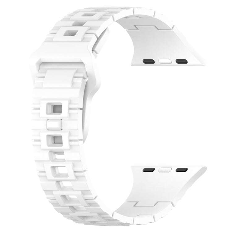 For Apple Watch Ultra 2 49mm Square Buckle Armor Style Silicone Watch Band(White)
