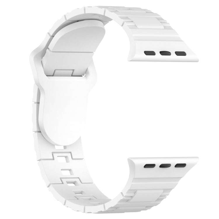 For Apple Watch Ultra 2 49mm Square Buckle Armor Style Silicone Watch Band(White)