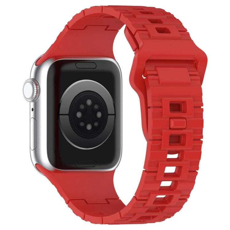 For Apple Watch Ultra 2 49mm Square Buckle Armor Style Silicone Watch Band(Red)