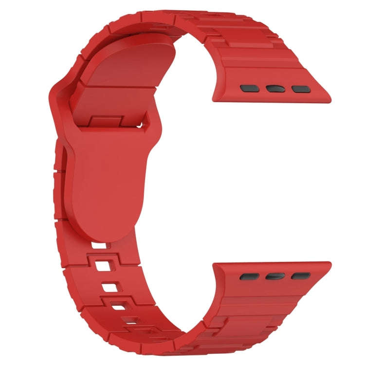 For Apple Watch Ultra 2 49mm Square Buckle Armor Style Silicone Watch Band(Red)